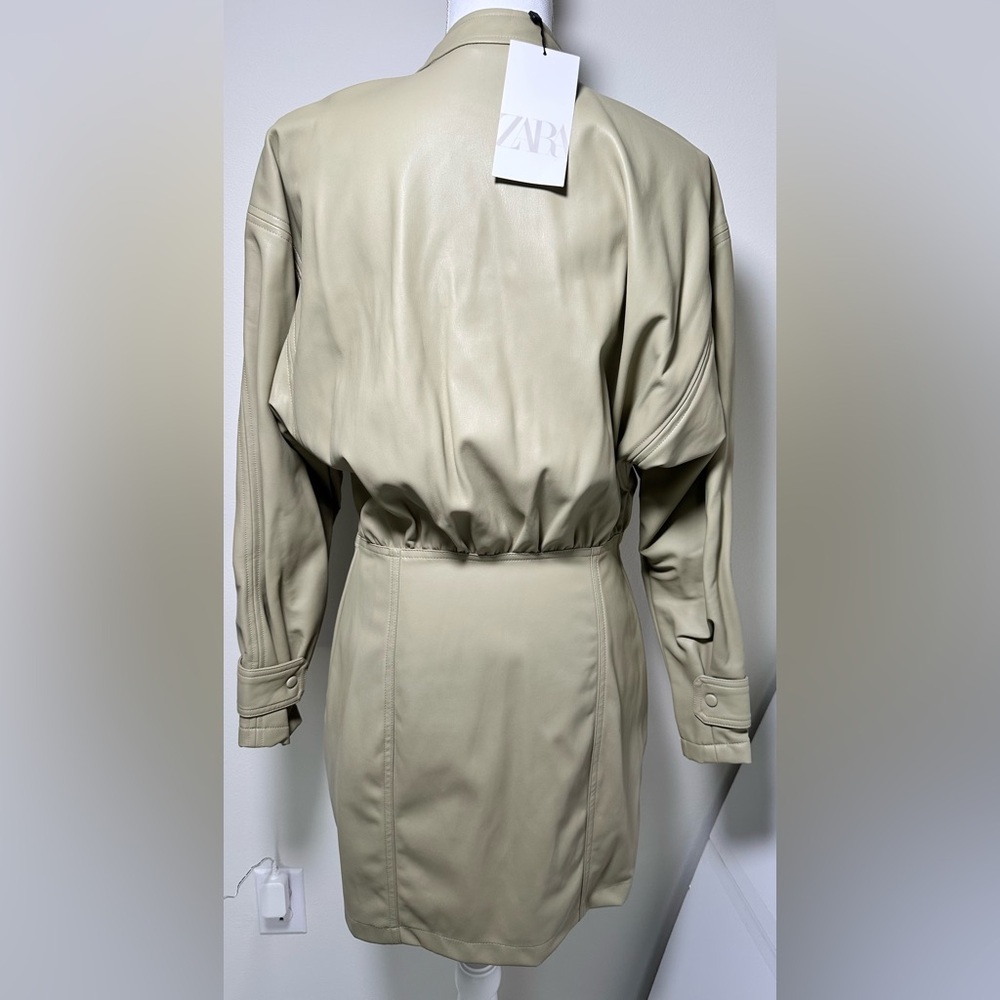 Zara *NWT* Stylish XS vegan leather mini dress - Picture 4 of 6